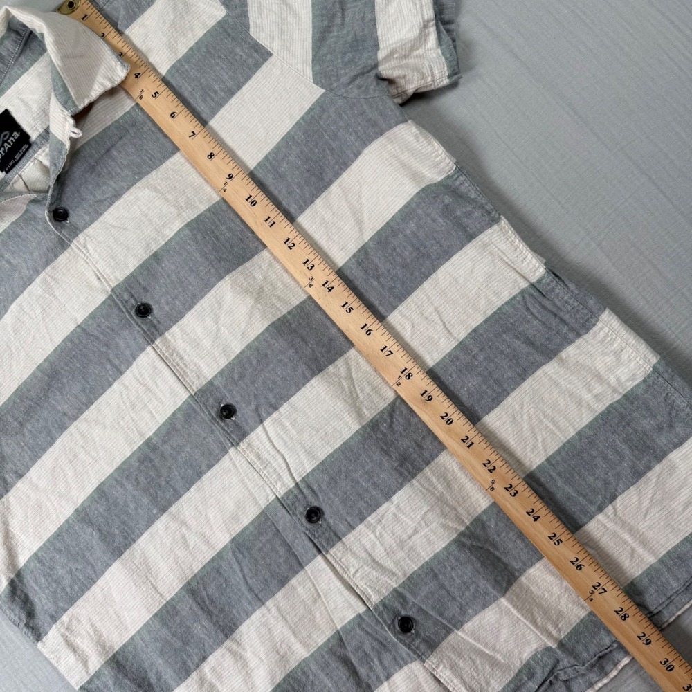 Prana Shirt Mens XL Hemp Organic Cotton Striped Short Sleeve Button Down Outdoor - Picture 5 of 8